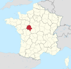 Lage des Departements Indre-et-Loire in Frankreich