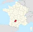 Lage des Departements Lot in Frankreich