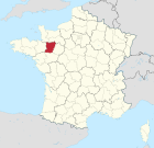 Lage des Departements Mayenne in Frankreich