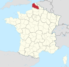 Lage des Departements Pas-de-Calais in Frankreich