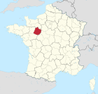 Lage des Departements Sarthe in Frankreich