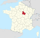 Lage des Departements Yonne in Frankreich