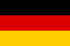Flagge des Deutschen Reiches: Drei horizontal verlaufende Blockstreifen. Von oben Schwarz-Rot-Gold.