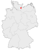 Lage der kreisfreien Stadt Lübeck in Deutschland