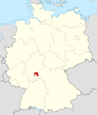 Deutschlandkarte, Position des Landkreises Aschaffenburg hervorgehoben