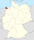 Deutschlandkarte, Position des Landkreises Aurich hervorgehoben