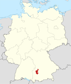 Deutschlandkarte, Position des Landkreises Augsburg hervorgehoben