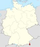 Deutschlandkarte, Position des Landkreises Berchtesgadener Land hervorgehoben