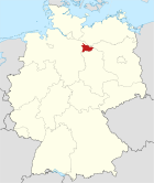 Deutschlandkarte, Position des Landkreises Lüchow-Dannenberg hervorgehoben