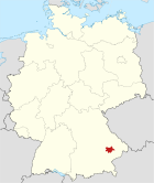 Deutschlandkarte, Position des Landkreises Dingolfing-Landau hervorgehoben