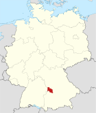 Deutschlandkarte, Position des Landkreises Donau-Ries hervorgehoben