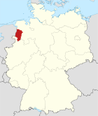 Deutschlandkarte, Position des Landkreises Emsland hervorgehoben