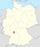 Deutschlandkarte, Position des Odenwaldkreises hervorgehoben