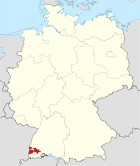 Deutschlandkarte, Position des Landkreises Breisgau-Hochschwarzwald hervorgehoben