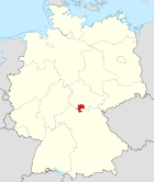Deutschlandkarte, Position des Landkreises Hildburghausen hervorgehoben
