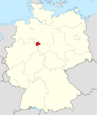 Deutschlandkarte, Position des Landkreises Hameln-Pyrmont hervorgehoben