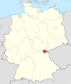 Deutschlandkarte, Position des Landkreises Hof hervorgehoben