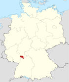 Deutschlandkarte, Position des Kreises Bergstraße hervorgehoben