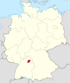 Deutschlandkarte, Position des Hohenlohekreises hervorgehoben