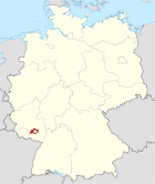 Deutschlandkarte, Position des Landkreises Kaiserslautern hervorgehoben