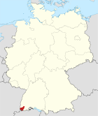 Deutschlandkarte, Position des Landkreises Lörrach hervorgehoben