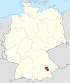 Deutschlandkarte, Position des Landkreises Landshut hervorgehoben