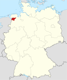 Deutschlandkarte, Position des Landkreises Leer hervorgehoben