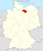 Deutschlandkarte, Position des Landkreises Ludwigslust hervorgehoben