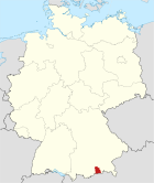 Deutschlandkarte, Position des Landkreises Miesbach hervorgehoben
