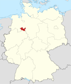 Deutschlandkarte, Position des Kreises Minden-Lübbecke hervorgehoben