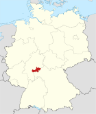 Deutschlandkarte, Position des Main-Kinzig-Kreises hervorgehoben