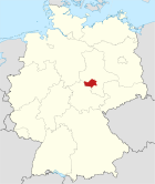Deutschlandkarte, Position des Landkreises Mansfeld-Südharz hervorgehoben