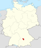 Deutschlandkarte, Position des Landkreises Neuburg-Schrobenhausen hervorgehoben
