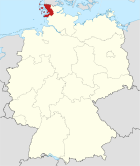 Deutschlandkarte, Position des Kreises Nordfriesland hervorgehoben