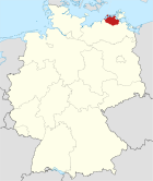 Deutschlandkarte, Position des Landkreises Nordvorpommern hervorgehoben