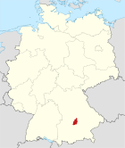 Deutschlandkarte, Position des Landkreises Pfaffenhofen a.d.Ilm hervorgehoben