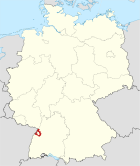 Deutschlandkarte, Position des Landkreises Rastatt hervorgehoben