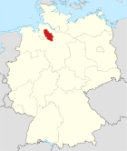 Deutschlandkarte, Position des Landkreises Rotenburg (Wümme) hervorgehoben