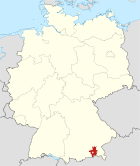 Deutschlandkarte, Position des Landkreises Rosenheim hervorgehoben