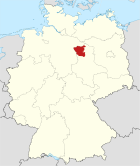 Deutschlandkarte, Position des Altmarkkreises Salzwedel hervorgehoben