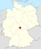 Deutschlandkarte, Position des Landkreises Schmalkalden-Meiningen hervorgehoben