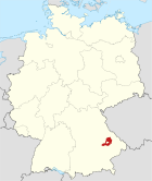 Deutschlandkarte, Position des Landkreises Straubing-Bogen hervorgehoben