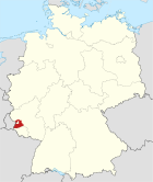 Deutschlandkarte, Position des Landkreises Trier-Saarburg hervorgehoben
