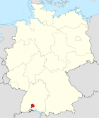 Deutschlandkarte, Position des Landkreises Tuttlingen hervorgehoben