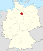 Deutschlandkarte, Position des Landkreises Uelzen hervorgehoben
