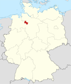 Deutschlandkarte, Position des Landkreises Verden hervorgehoben