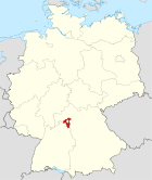 Deutschlandkarte, Position des Landkreises Würzburg hervorgehoben