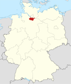 Deutschlandkarte, Position des Landkreises Harburg hervorgehoben