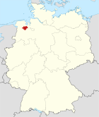 Deutschlandkarte, Position des Landkreises Ammerland hervorgehoben