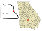 Wilcox County Georgia Incorporated and Unincorporated areas Abbeville Highlighted.svg